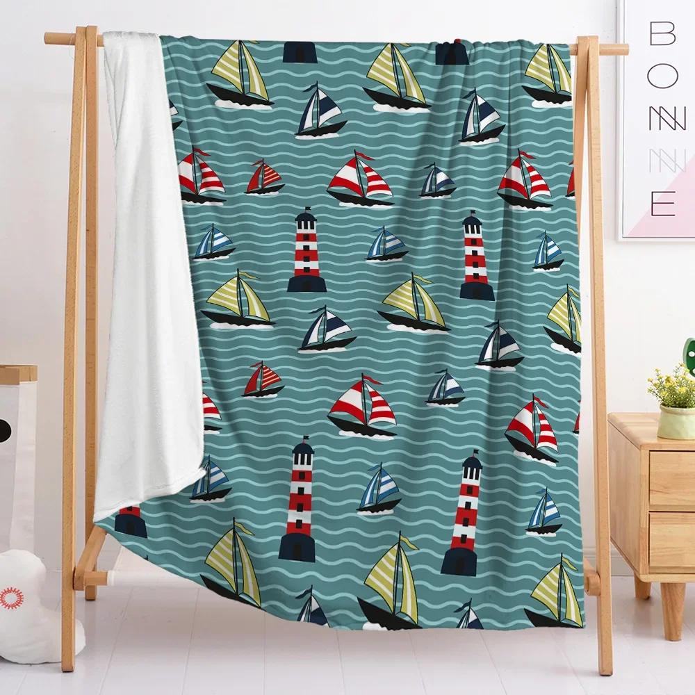 Kleines Segelboot Flanell Überwurfdecke Cartoon Bär Stern Muster Niedlicher Stil Für Kinder Mädchen Bett Sofa Couch Decke Weich Leicht