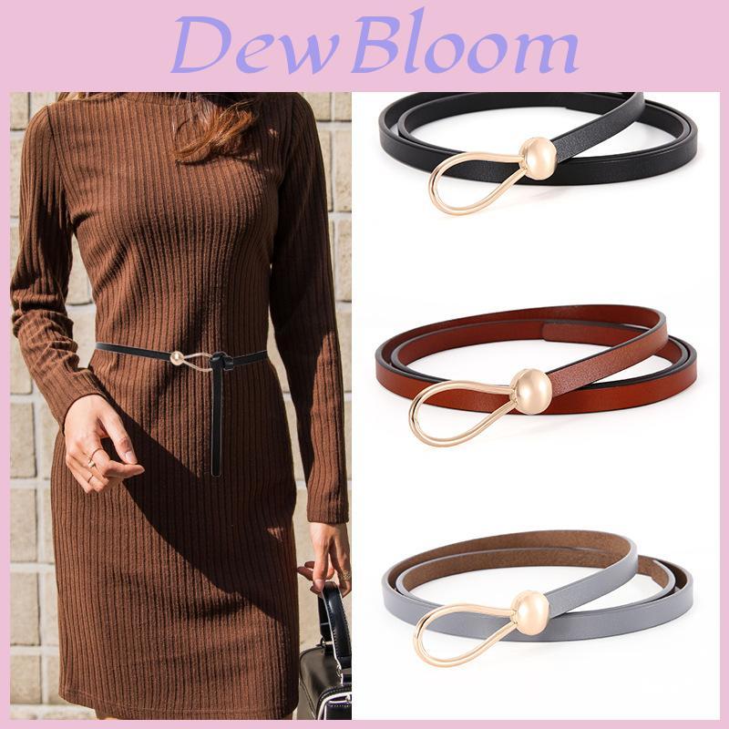 Leather Waist Belt For Dress With Steel Buckle And Vintage Style For Women