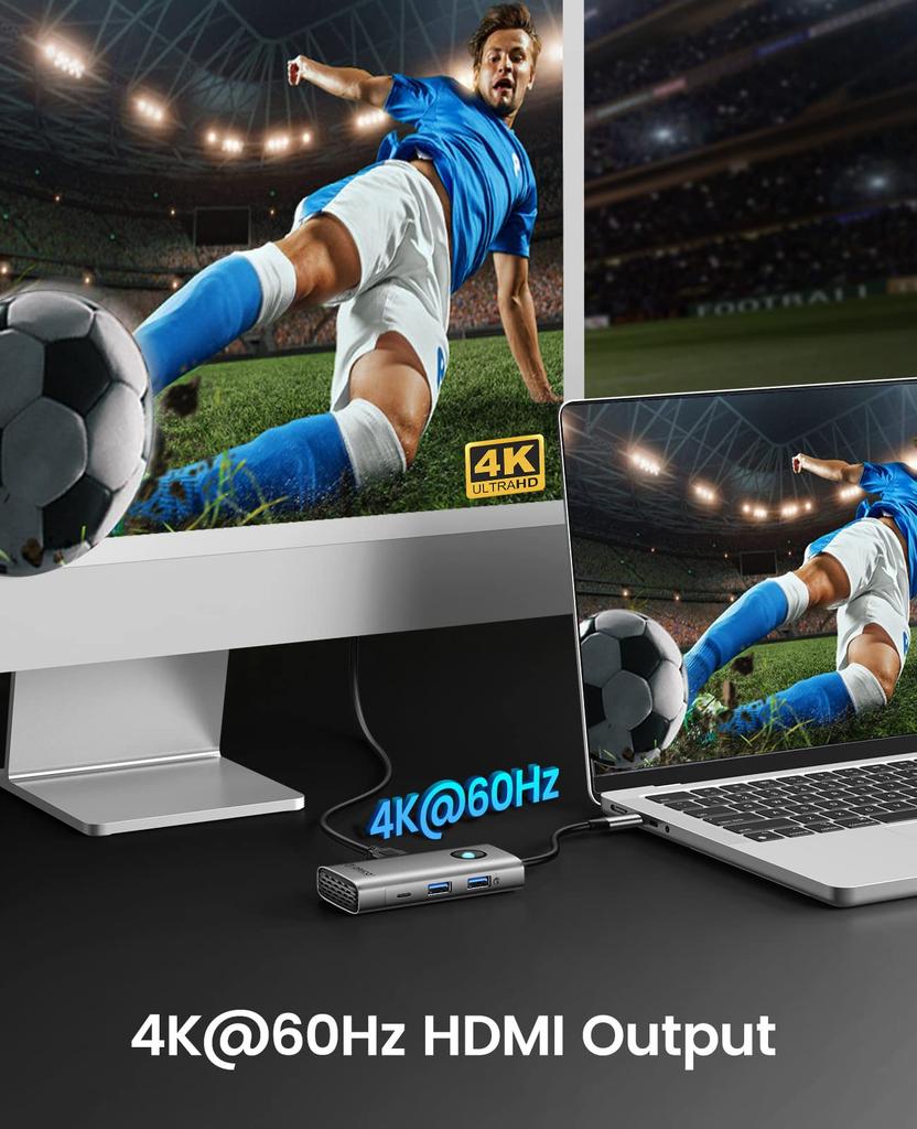 Docking ORICO 6 In 1 USB 4K PD 2 1 USB C Multiport Adapter for Windows Mac Station, Hub, HDMI, 2.5G Ethernet, 100W, USB-A 3.0 Ports, USB-C 3.0 Port,