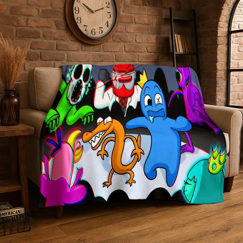Game R-Rainbow Friends Cartoon Flannel Blanket Soft Warm Throw Blanket for Bedroom Living Room Bed Travel Camping Picnic Kid
