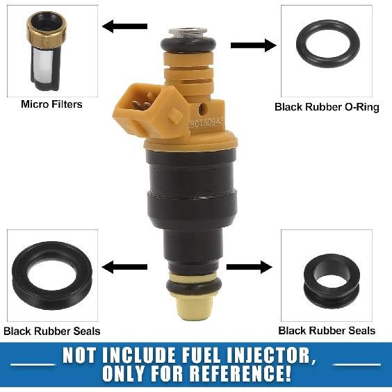 Fuel Injector O Rings Seals with Micro Filters Fuel Injector Repair Kit for Toyota 4Runner 1996-1998 for Lexus ES300 1992-1993 Rubber Black (Set of