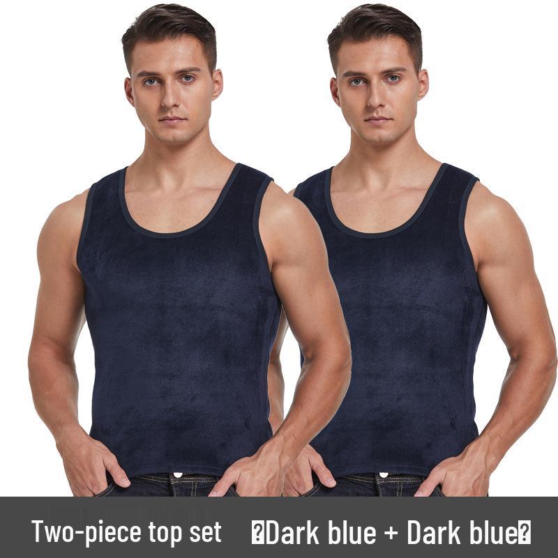 Men's Winter Double-Sided Golden Velvet Vest with Fleece, Thickened for Warmth; Round Neck Waistcoat & Base Layer for Cold Protection