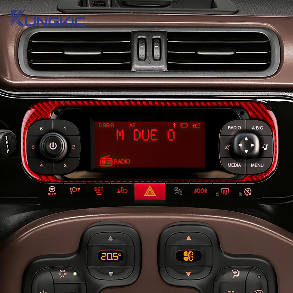 Real Soft Carbon Fiber Sticker For Fiat Panda 2013-2019 2020 2021 2022 2023 2024 2025 LHD RHD Car Central Control Screen Trim
