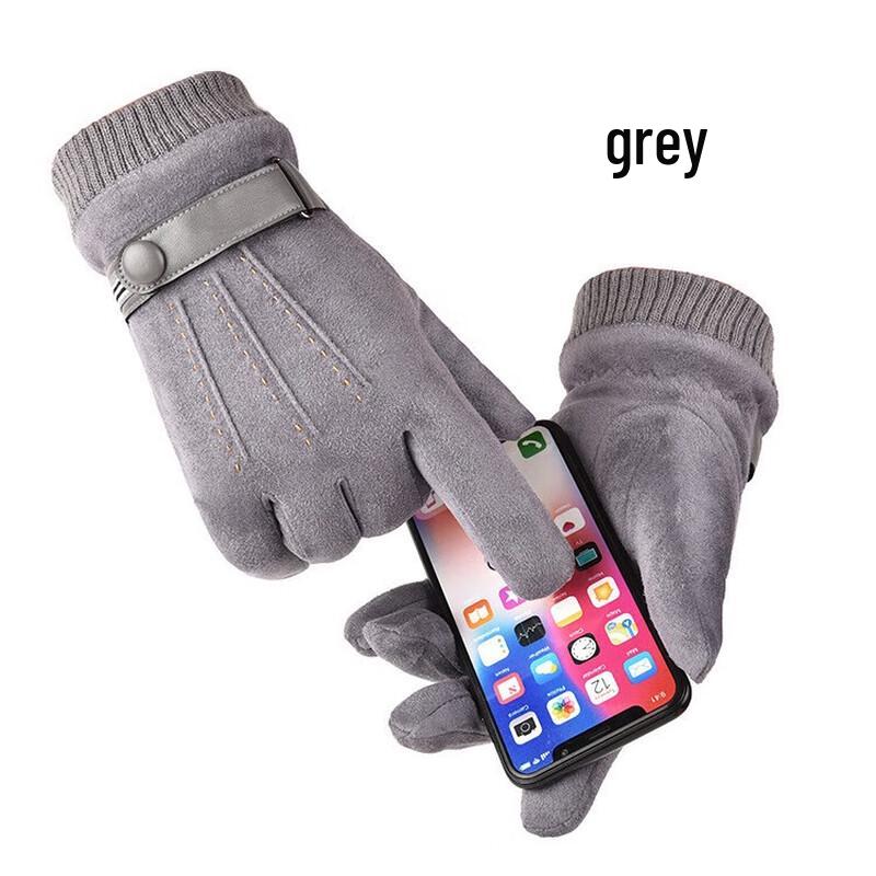 Men s Warm Suede Touchscreen Gloves One Size