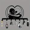 Metal Heart Key Holder with 7 Hooks Rustproof Wall Mounted Decorative Rack for Home Entryway Kitchen