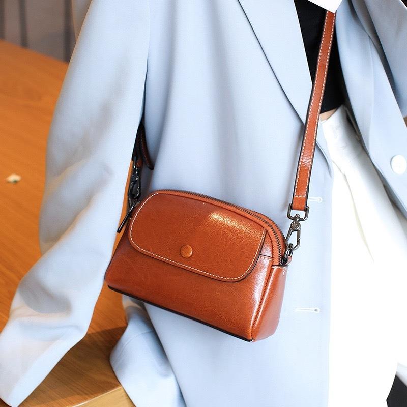 Mini Borsa Piccola in Vera Pelle Vintage Borsa a Tracolla Lusso per Cellulare a Spalla Donna Borsa Cellulare per Donna