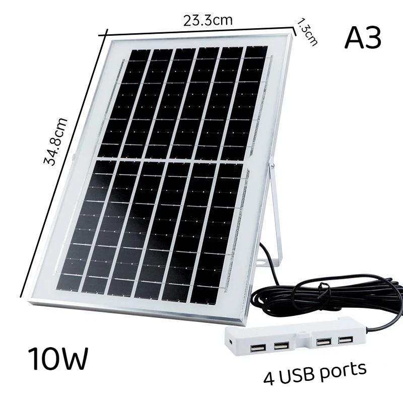 Solar Battery Charger 4 USB Ports Fast Charging Efficient Solar Absorption for Outdoor Trips Power Supply Emergency Backup