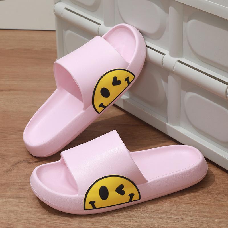 Korean Cartoon Side Smiley Face Household Couple Men and Women Bathroom Cool Slippers