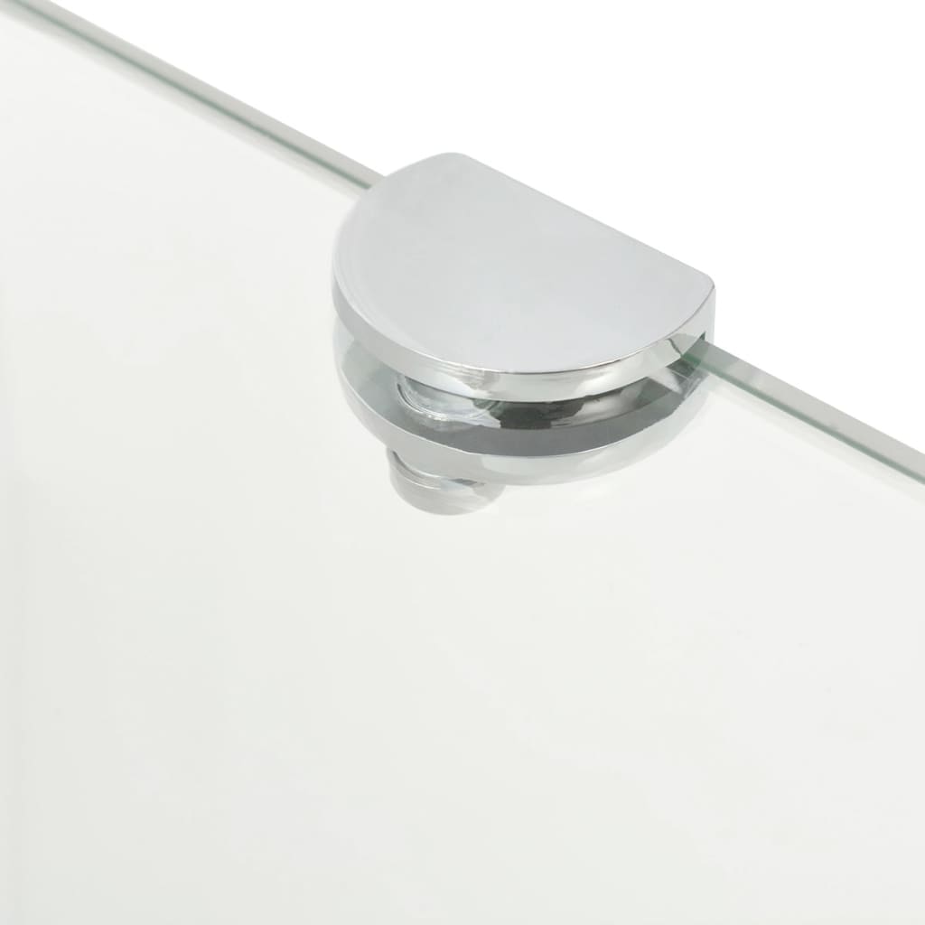 Corner Wall Shelves 2 pcs with Chrome Colored Brackets Transparent Glass