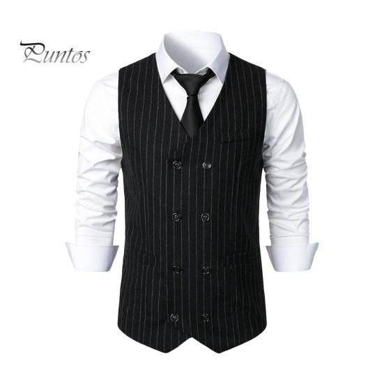 

Мужской костюм, жилет с v-образным вырезом, без рукавов, в полоску, с принтом, двубортный костюм, жилет с накладными карманами, свадебный деловой жилет S чёрный
