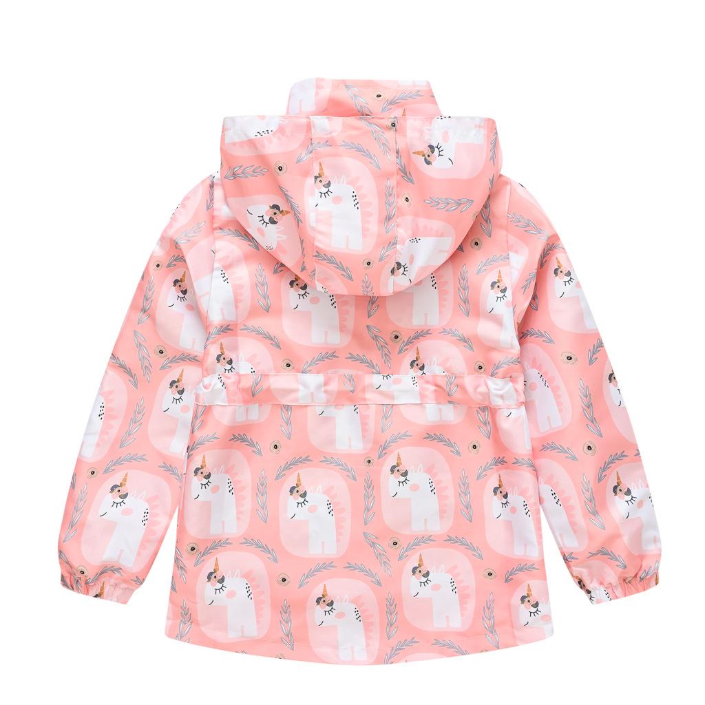 Children's Spring and Fall New Fashion Printing Rushing Coat Jacket Boys and Girls Hooded Waist Zipper Shirt Double Windbreaker