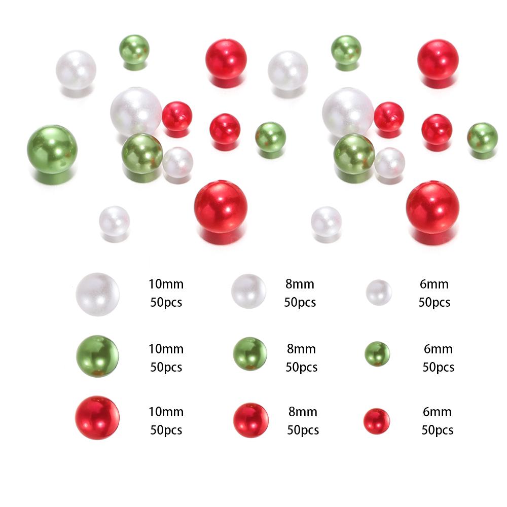 

450pcs 6/8/10mm No Holes Imitation Pearl Beads Christmas Color Beads for Hairpin Earrings Pendants DIY Jewelry Making Supplies