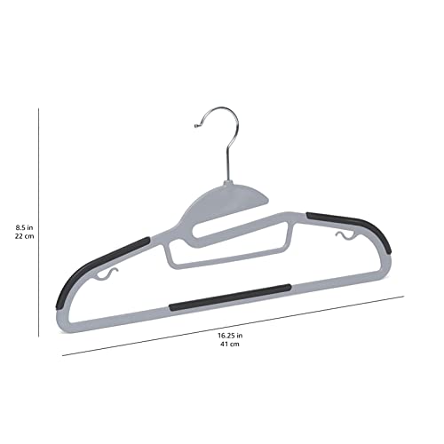 Amazon Basics Hangers, 50-Pack, Non-Slip, Rubber-Coated, Gray