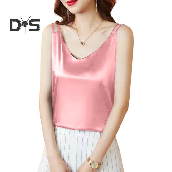 

Женский укороченный жилет с V-образным вырезом, без рукавов, гладкий атласный топ из искусственного шелка, укороченный жилет, универсальная повседневная одежда 4XL розовый