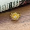 Medieval Vintage Rhombus Four-Leaf Clover High-End Ring Women'S Light Luxury Court Style Fashion Niche Stacking Ring