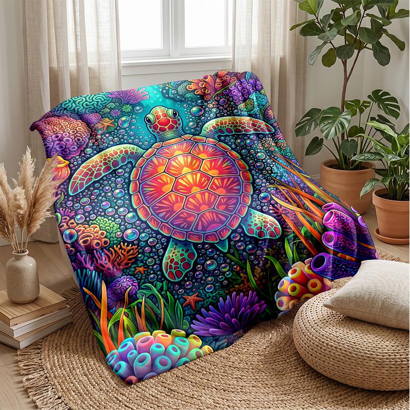 Underwater Sea Life Adventure 2 Theme blanket Lightweight Warm Flannel Blanket Decorative Throw Blanket for Home Decoration