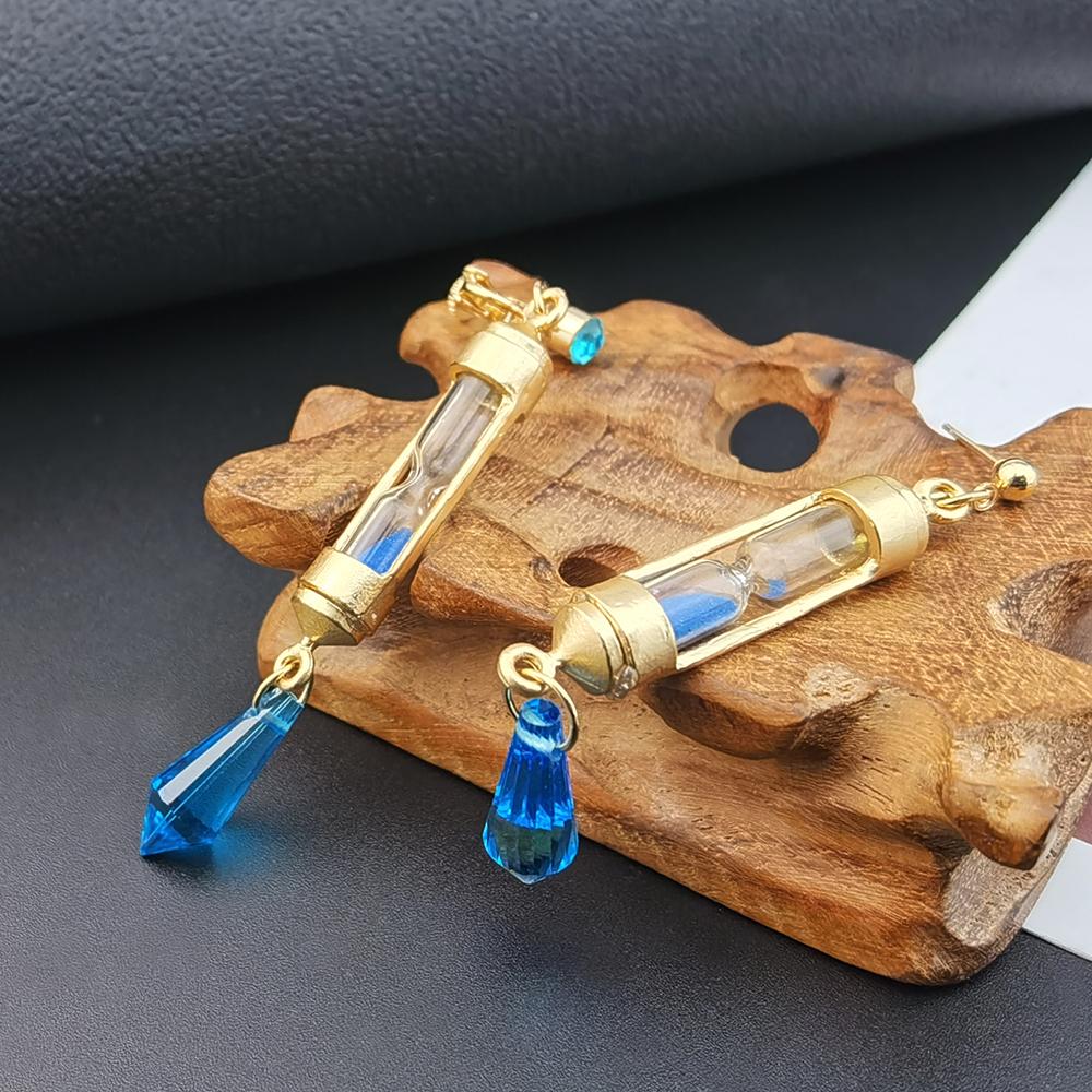 Anime Vanitas Earrings The Case Study of Vanitas No Karte Props Hourglass Earrings Blue Ear Clip Set Cosplay Jewelry For Fans