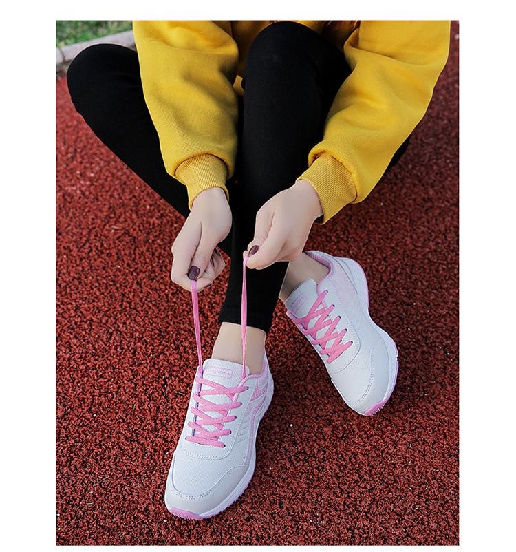 Dámské ploché neklouzavé kožené nepromokavé tenisky na jaro a léto, ideální pro volný čas, běh a cestování.