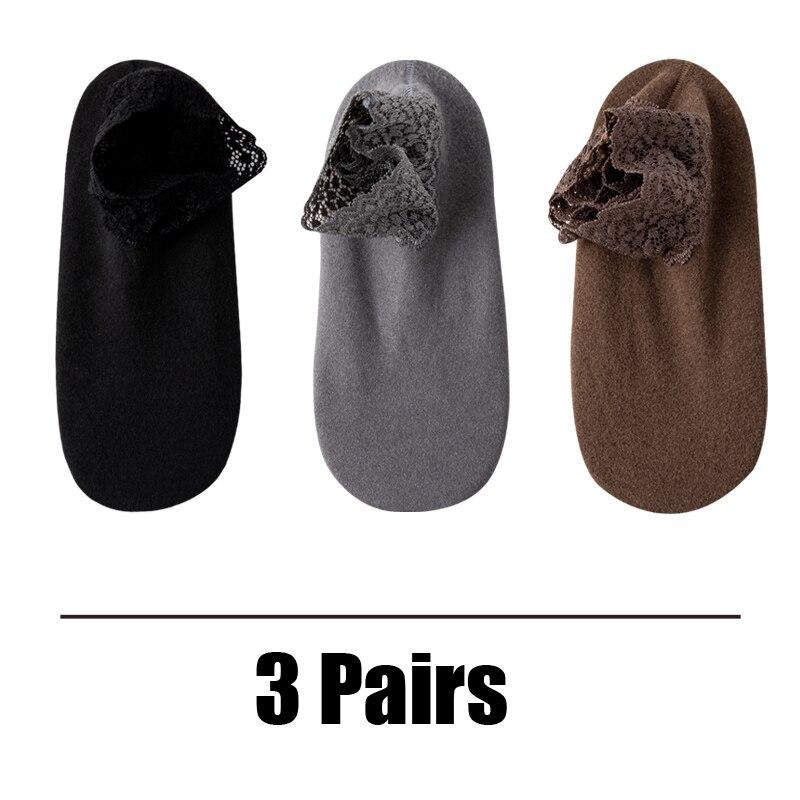Autumn and Winter Women Warm Thickened Floor Socks Versatile Lace Short-tube Sleep Socks