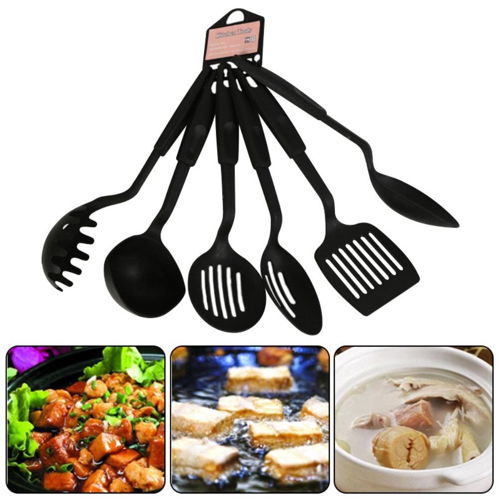 

Resistant Plastics Tableware Set Kitchen Soup Spoon Pot Shovel Suit Food Tongs Set Food Shovel чорний