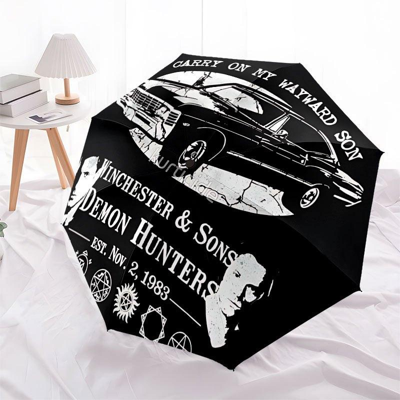 1pc Supernatural Automatic Opening/Closing Umbrella with Convenient Three-Fold Design, 8 Iron Ribs - for Outdoor Daily Use, Travel A25