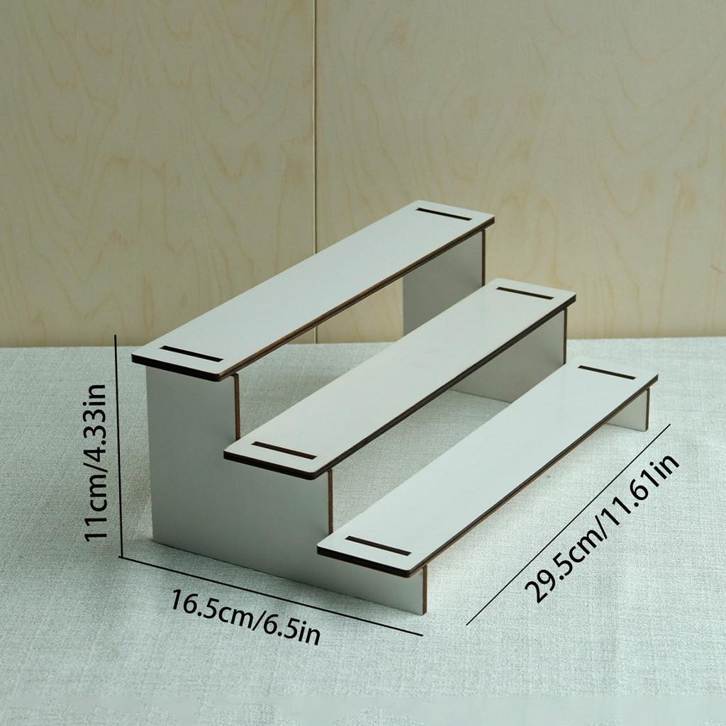 Wood Step Display Stand Hair Clip Bracelet Watche Storage Rack Figure Doll Jewelry Showcase Earrings Rings