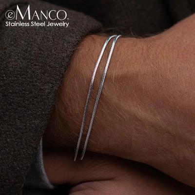 eManco Men's Square Chain Bracelet - Trendy Fashion Jewelry with Cool, Stylish Personality