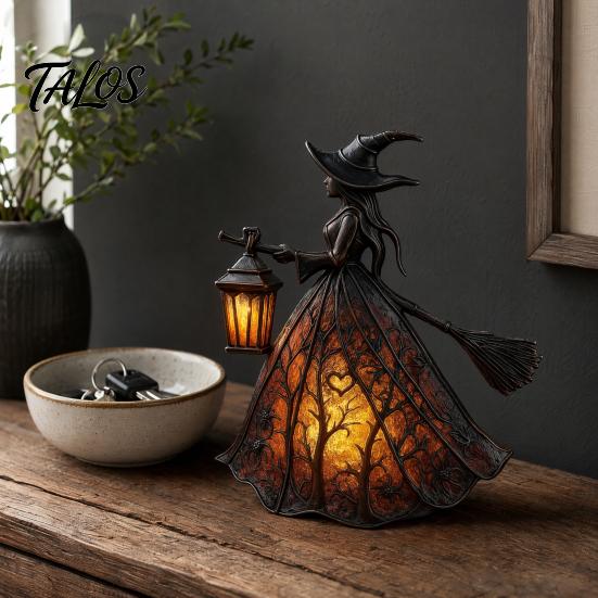 Forniture per Festa a Tema Strega Lampada Decorativa di Halloween, Luce Lanterna Gothic Tenuta, Notte Spettrale da Tavolo per Luce Festiva Centrotavola