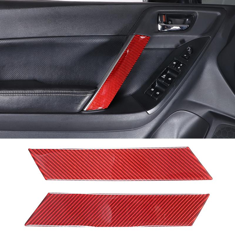 For Subaru Forester 2013-2018 Red Soft Carbon Fiber Interior Kit Dashboard Console Gear Shift Panel Decoration Trim Stickers