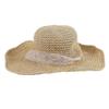 Women's Crochet Straw Sun Hat with Wide Brim – Foldable Beach Hat for Vacation, Camping, and Outdoor Protection – Elegant Sun Accessory In Beige