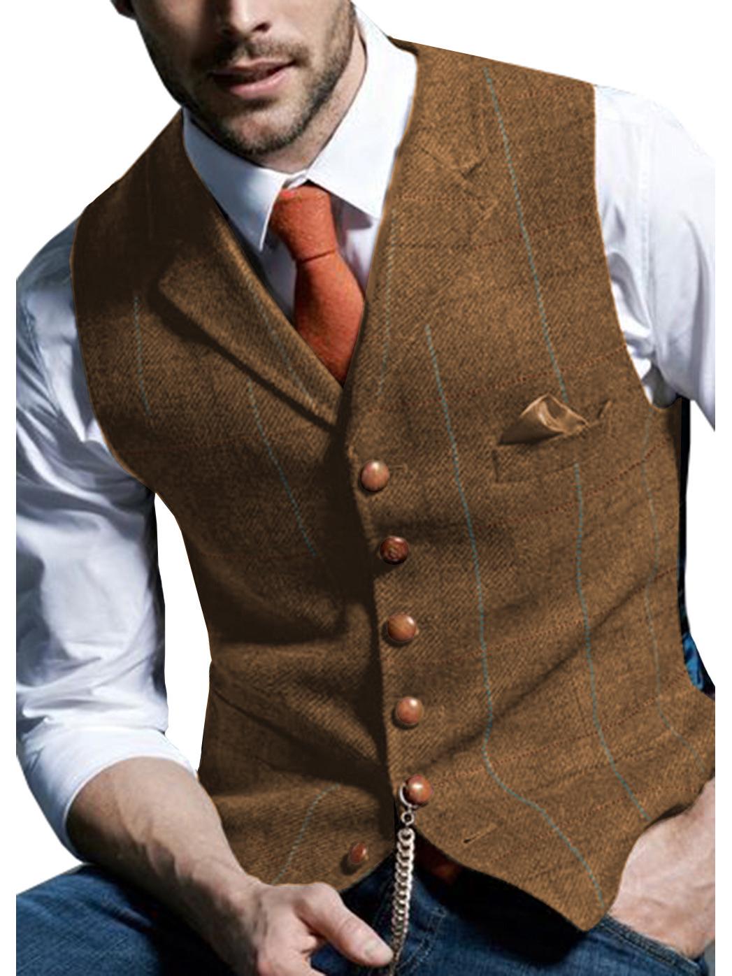 

Мужской облегающий повседневный жилет для жениха или шафера XS коричневый