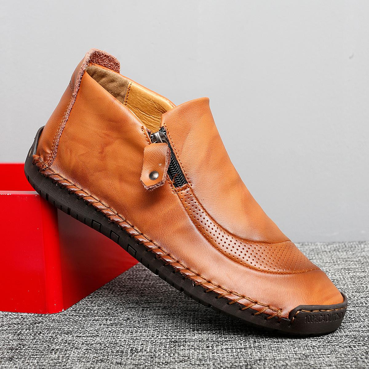 

Мужские удобные повседневные туфли из натуральной кожи, мужские туфли-оксфорды на шнуровке, кроссовки для бега, офисные мужские туфли, размер 38-48 48 светло-коричневого