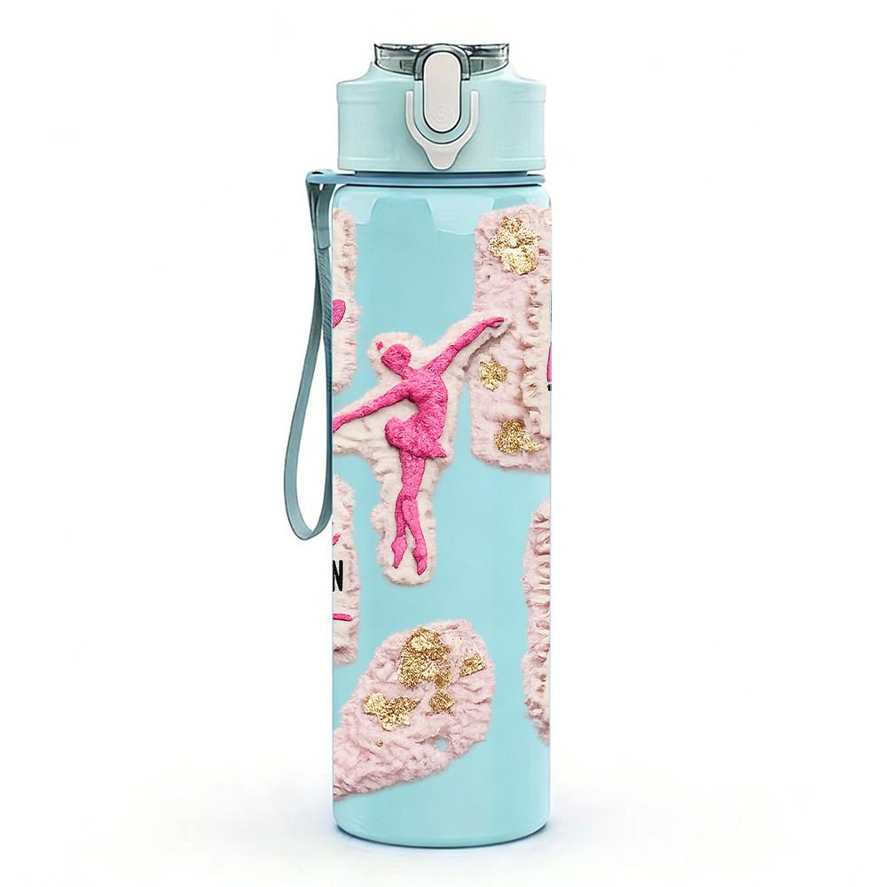 1PC Fashion Shoe Handbag Slogan Print 750ml Color Plastic Sports Water Bottle Leakproof Flip Straw Lid Suitable for Sports Office Home Use