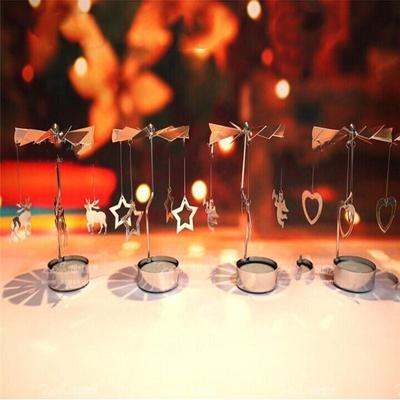 Metal Carousel Tea Light Candle Holder Christmas Decorations Rotating Bracket Light Christmas Gift Home Candle Holder