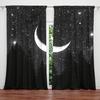 2pcs Black And White Starry Sky Crescent Moon Decorative Curtains   Warm In Winter   Insulated In Summer   Energy-Saving Suitable