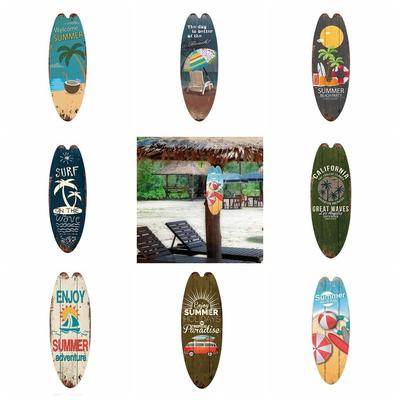 Pendentif en bois Impression exquise Planche de surf en bois Cool Lumineux Gouvernail marin Panneau mural Thème Plage Océan Été Panneau mural