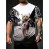 Funny Cat Hug Dog 3D Print T Shirt Men Summer O Neck Short Sleeve Casual Streetwear Animal Graphic Tee For Pet Lovers