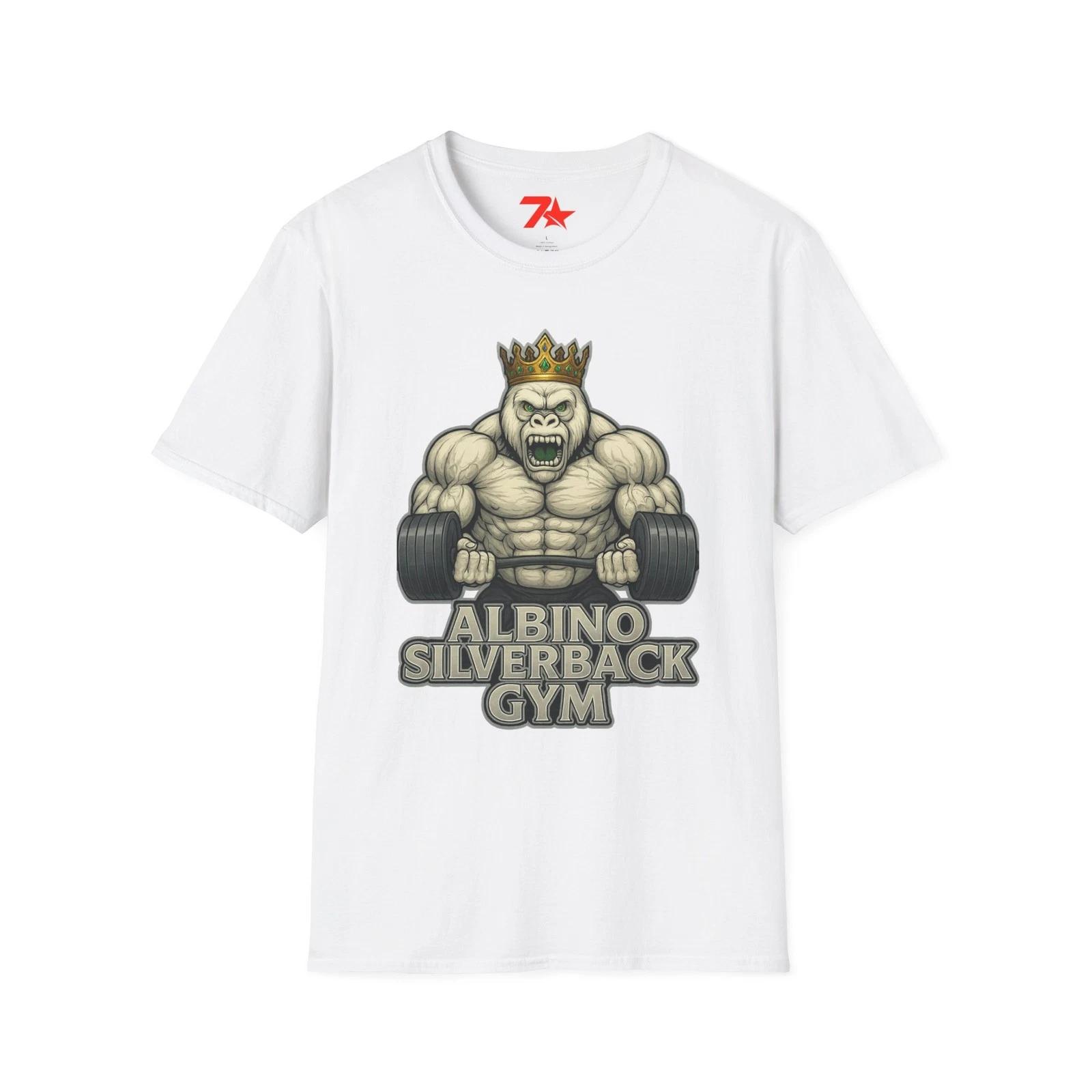 Albino Silver back Gym Unisex T shirt - Fitness Workout Tee, Gym Clothing, XL