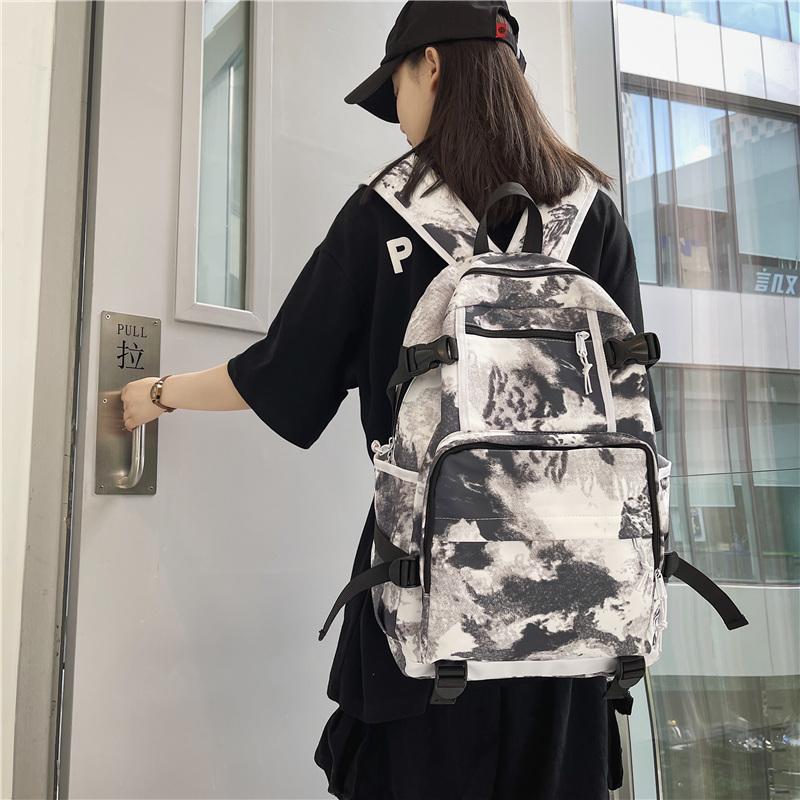 DELIXIONG Nylon Backpack Travel Backpack Regular Unisex Rendering White/Letter Black/Camouflage Black/Shoes White DLX-ON-720