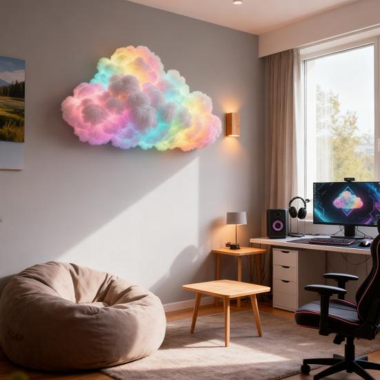 Yousheng Thunder Cloud Lamp with Bluetooth-compatible APP Music Sync Color Changing Light USB Powered Sound Activated Decor