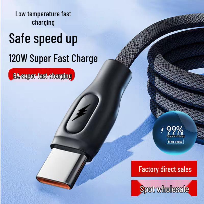 120W USB Type-C Fast Charging Cable for Huawei, Vivo, Oppo, Xiaomi - 10A Compatible