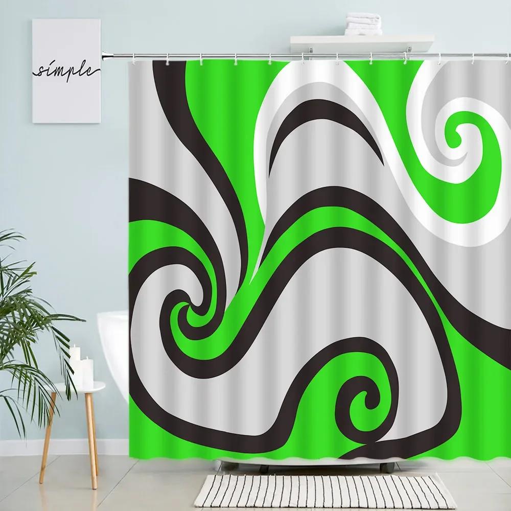 Creative Geometric Shower Curtains Grey Black Red Abstract Art Print Bath Curtain Set Polyester Fabric Bathroom Decor with Hooks