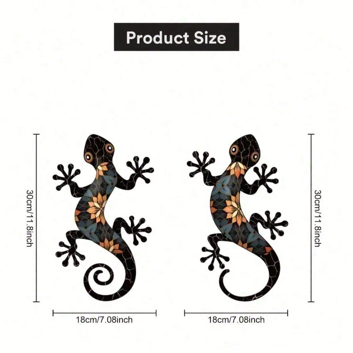 

2 Pack Metal Gecko Wall Art Decor Indoor Outdoor Hanging Garden Patio Halloween Christmas Home Gift TY6654 різнокольоровий