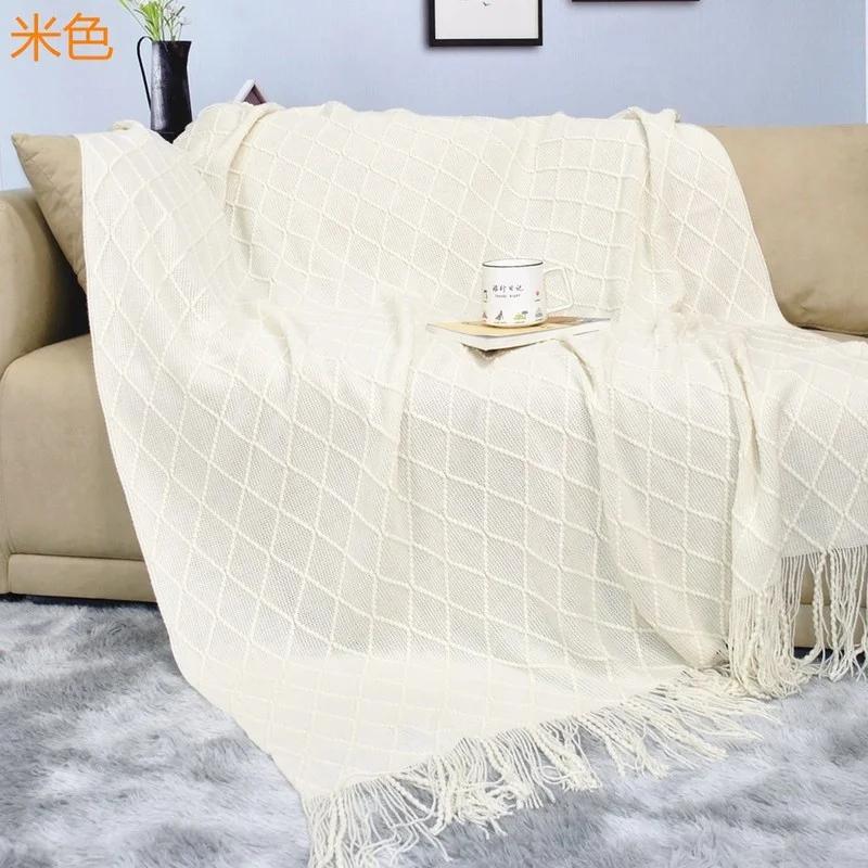 130x230cm Blankets Sofa Throw Blanket with Tassels Knitted Thread Blanket for Sofa Winter Warm Nordic Soft Towel Bed Tapestry