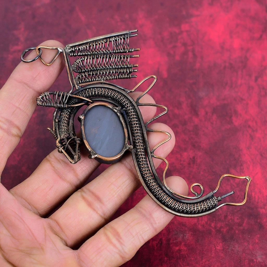 Shungite Rough Pendant Copper Wire Wrapped Handmade Pendant Gemstone Pendant Copper Jewelry Dragon Pendant Gifts for Her Birthstone Jewelry