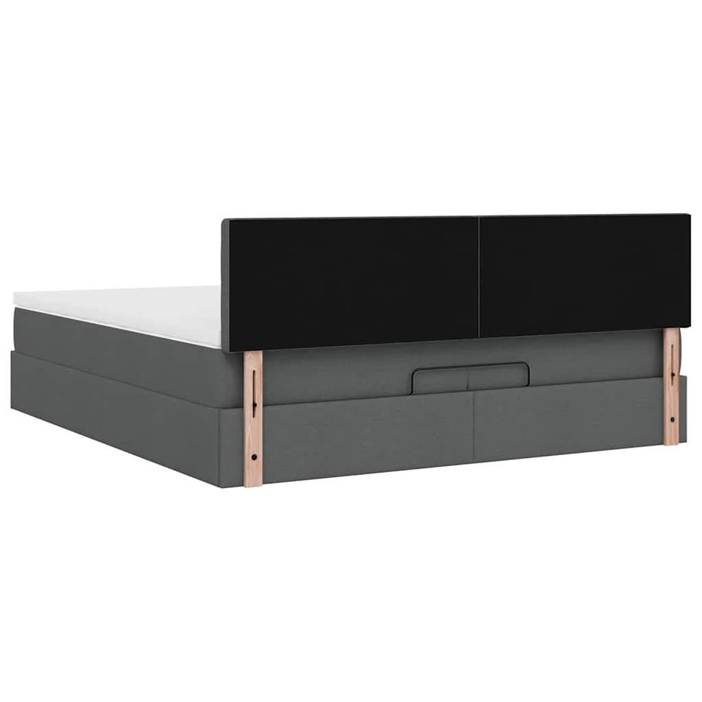 Ottoman Bed with Mattress Dark Grey 200x200 Cm Fabric