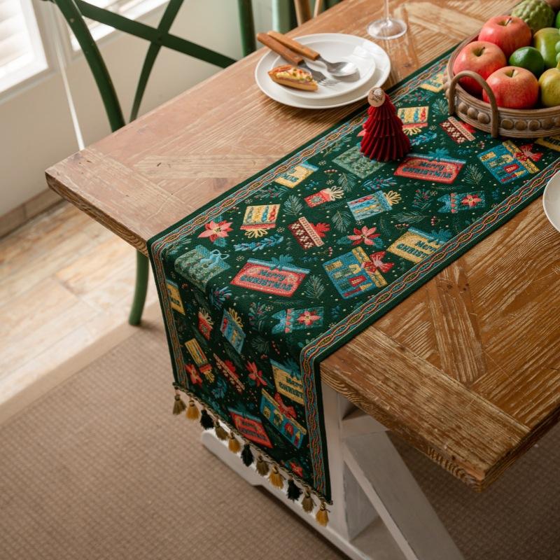 American Retro Jacquard Table Runner Dining Table Cloth Tea Table Cabinet Decorative Strip