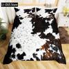 Brown Cowhide Duvet Cover Patchwork Cow Fur Farm Animal Bedding Set Western Farmhouse Retro Style Quilt Cover For Bedroom Decor