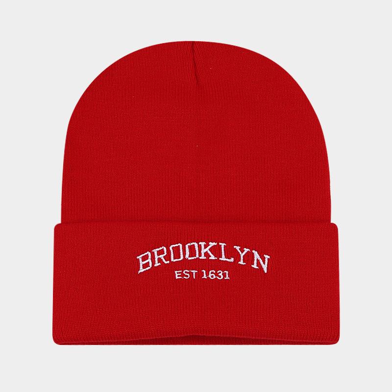 Men's and women's street trend letter embroidery knitted hat casual versatile loose outdoor cold hat big head circumference hat