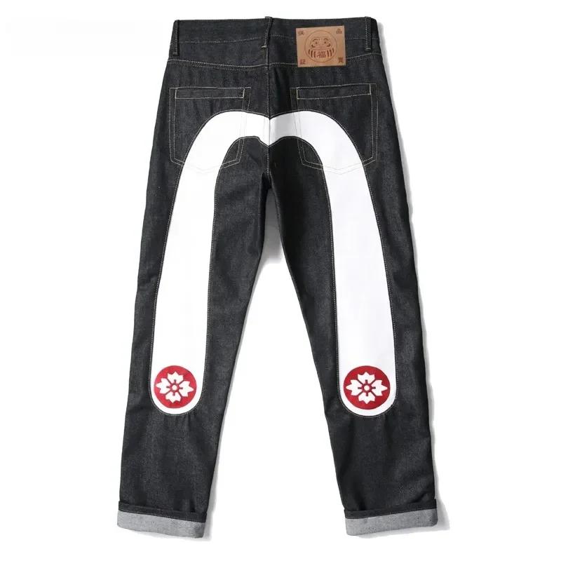 Nuovi jeans stampati alla moda retrò hipster giapponese hip-hop High Street Leisure Slim Straight Ricamo Y2k Pantaloni con cuciture